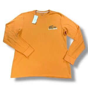 NWT Lacoste Waffle Knit Thermal Shirt Mens Large L Orange Sleepwear